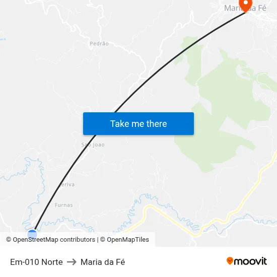 Em-010 Norte to Maria da Fé map