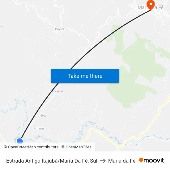 Estrada Antiga Itajubá/Maria Da Fé, Sul to Maria da Fé map