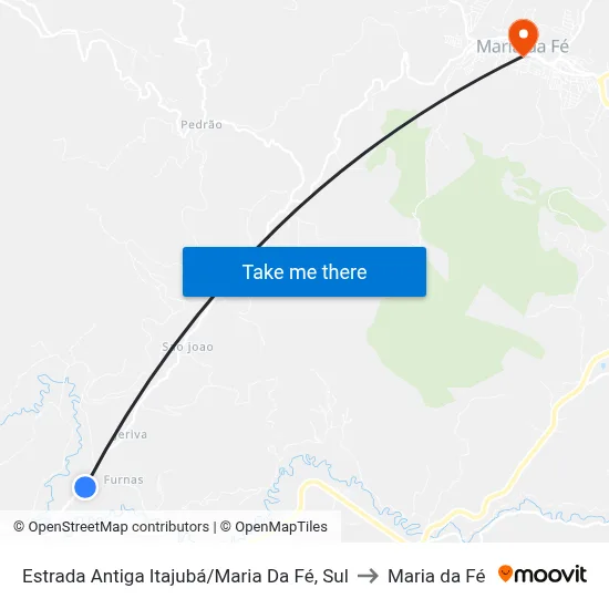 Estrada Antiga Itajubá/Maria Da Fé, Sul to Maria da Fé map