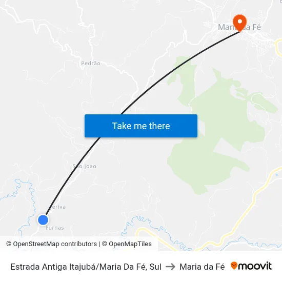 Estrada Antiga Itajubá/Maria Da Fé, Sul to Maria da Fé map