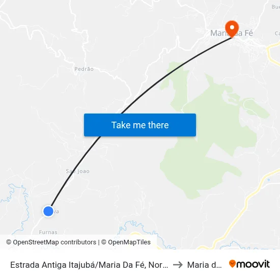 Estrada Antiga Itajubá/Maria Da Fé, Norte | Jerivá to Maria da Fé map