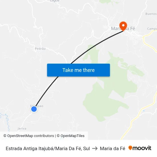 Estrada Antiga Itajubá/Maria Da Fé, Sul to Maria da Fé map