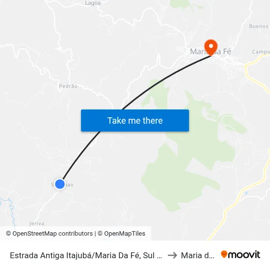 Estrada Antiga Itajubá/Maria Da Fé, Sul | São João to Maria da Fé map