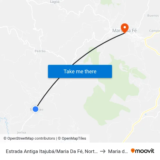 Estrada Antiga Itajubá/Maria Da Fé, Norte | São João to Maria da Fé map
