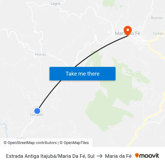 Estrada Antiga Itajubá/Maria Da Fé, Sul to Maria da Fé map