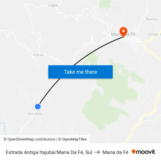 Estrada Antiga Itajubá/Maria Da Fé, Sul to Maria da Fé map