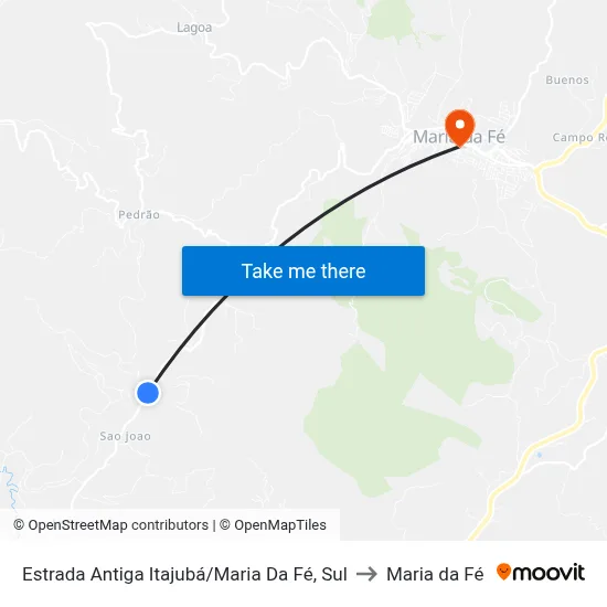 Estrada Antiga Itajubá/Maria Da Fé, Sul to Maria da Fé map