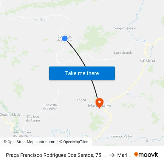 Praça Francisco Rodrigues Dos Santos, 75 | Ponto Final De Conceição Das Pedras to Maria da Fé map