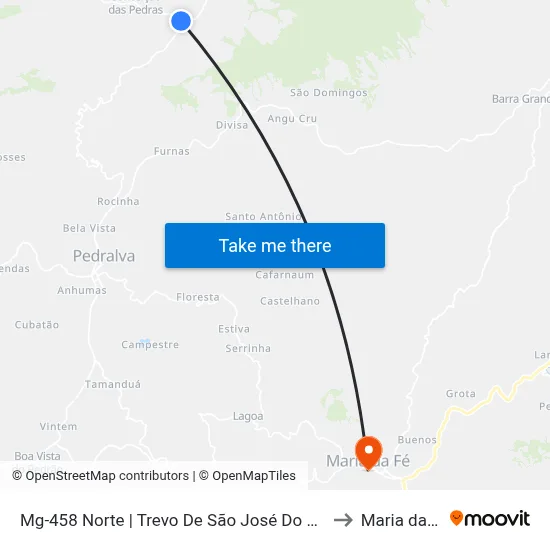 Mg-458 Norte | Trevo De São José Do Pinhal to Maria da Fé map