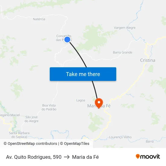 Av. Quito Rodrigues, 590 to Maria da Fé map