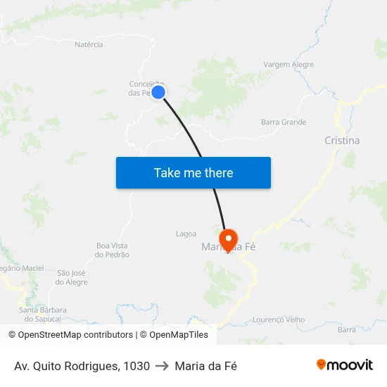 Av. Quito Rodrigues, 1030 to Maria da Fé map