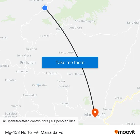 Mg-458 Norte to Maria da Fé map