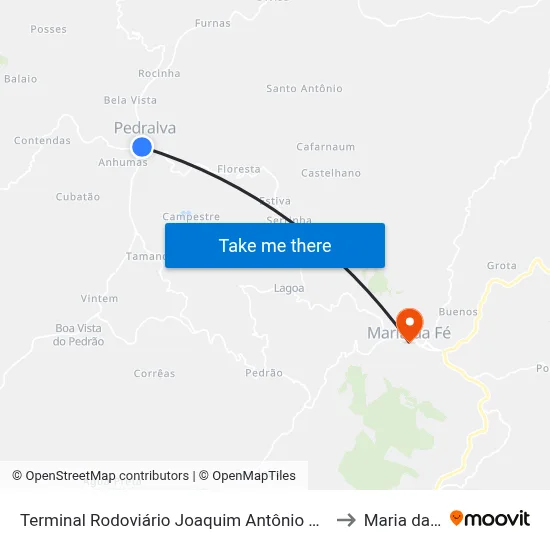 Terminal Rodoviário Joaquim Antônio De Faria to Maria da Fé map