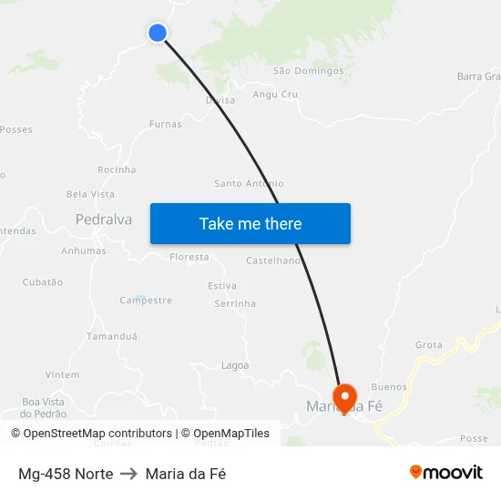 Mg-458 Norte to Maria da Fé map
