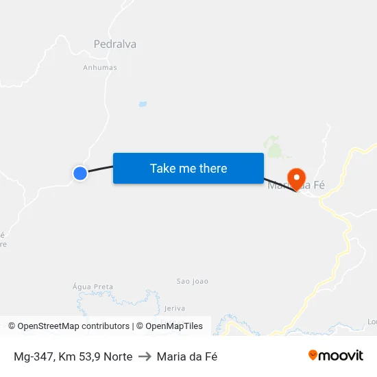 Mg-347, Km 53,9 Norte to Maria da Fé map