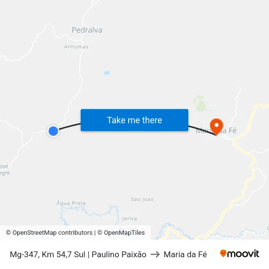 Mg-347, Km 54,7 Sul | Paulino Paixão to Maria da Fé map