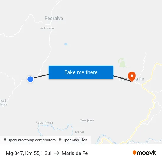 Mg-347, Km 55,1 Sul to Maria da Fé map