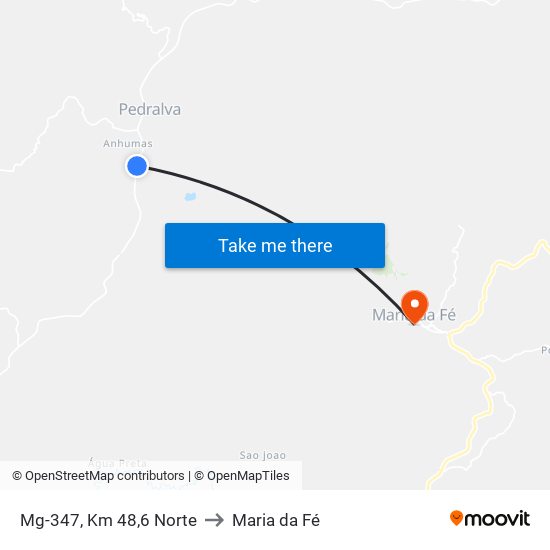 Mg-347, Km 48,6 Norte to Maria da Fé map
