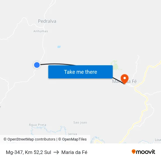 Mg-347, Km 52,2 Sul to Maria da Fé map