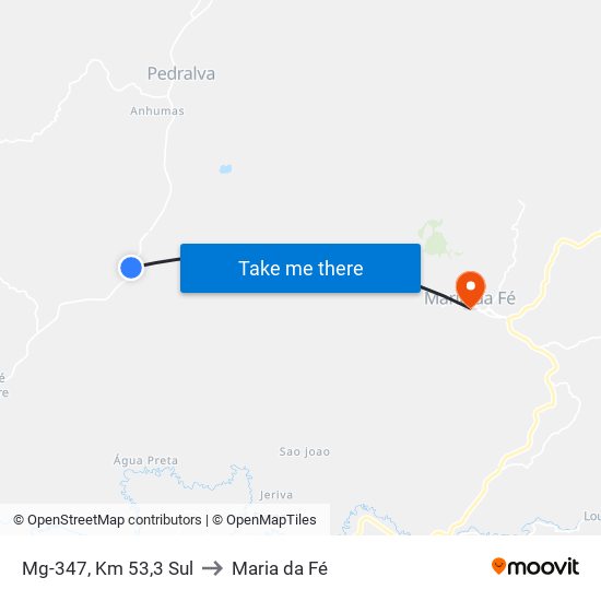 Mg-347, Km 53,3 Sul to Maria da Fé map