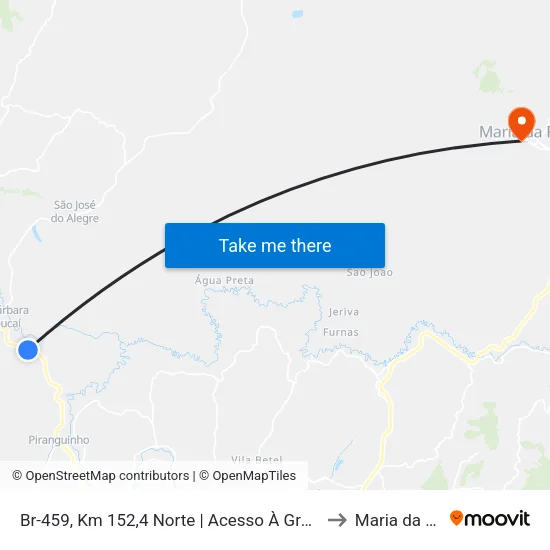Br-459, Km 152,4 Norte | Acesso À Grota to Maria da Fé map