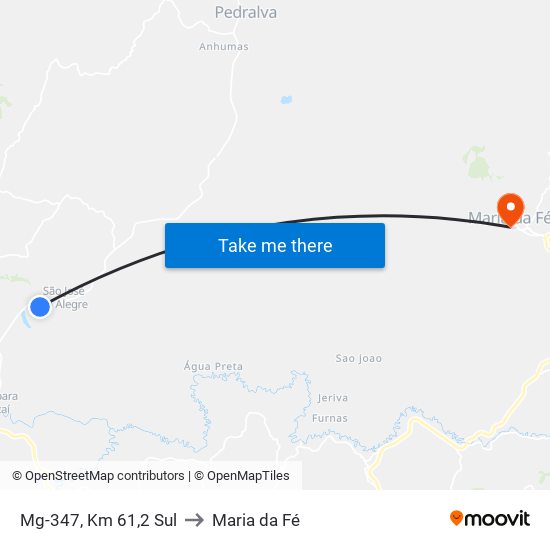 Mg-347, Km 61,2 Sul to Maria da Fé map