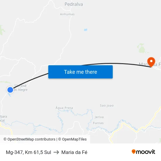 Mg-347, Km 61,5 Sul to Maria da Fé map