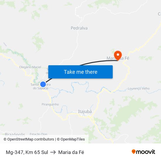 Mg-347, Km 65 Sul to Maria da Fé map