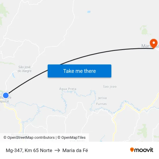 Mg-347, Km 65 Norte to Maria da Fé map