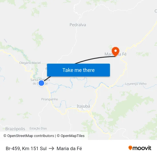 Br-459, Km 151 Sul to Maria da Fé map