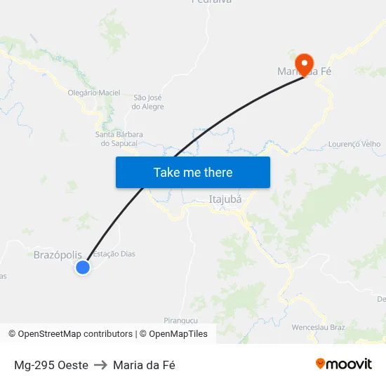 Mg-295 Oeste to Maria da Fé map