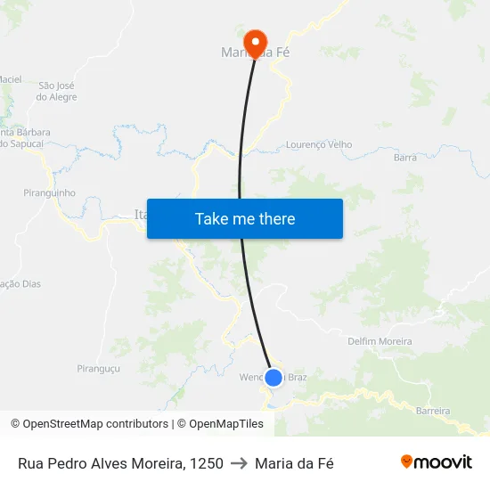 Rua Pedro Alves Moreira, 1250 to Maria da Fé map