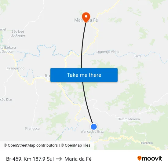 Br-459, Km 187,9 Sul to Maria da Fé map