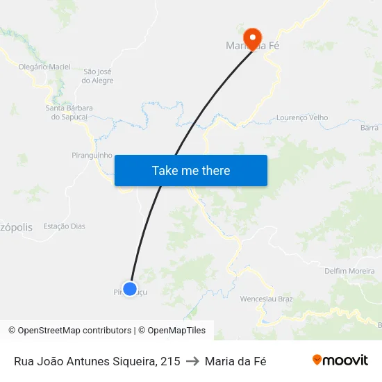 Rua João Antunes Siqueira, 215 to Maria da Fé map