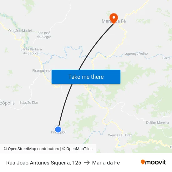 Rua João Antunes Siqueira, 125 to Maria da Fé map