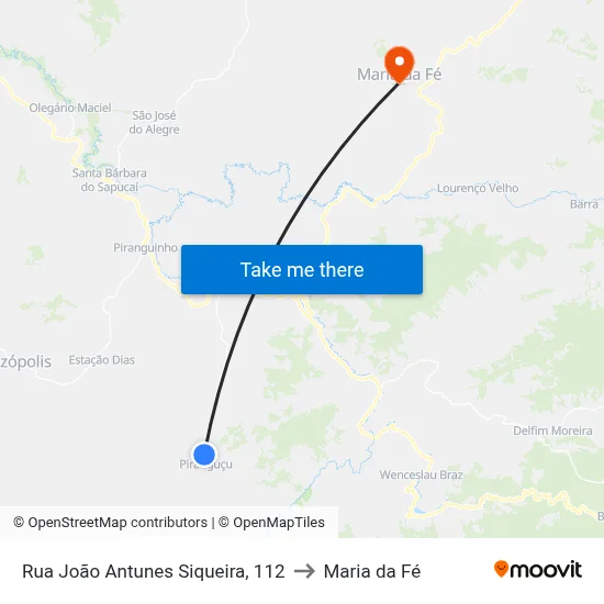 Rua João Antunes Siqueira, 112 to Maria da Fé map
