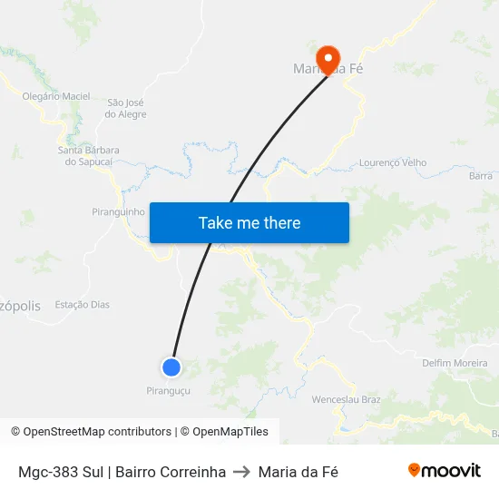 Mgc-383 Sul | Bairro Correinha to Maria da Fé map