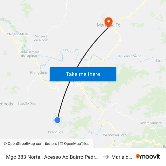 Mgc-383 Norte | Acesso Ao Bairro Pedra Vermelha to Maria da Fé map