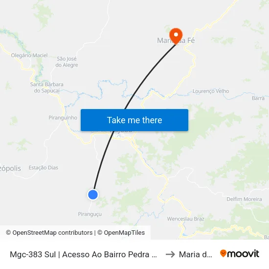 Mgc-383 Sul | Acesso Ao Bairro Pedra Vermelha to Maria da Fé map