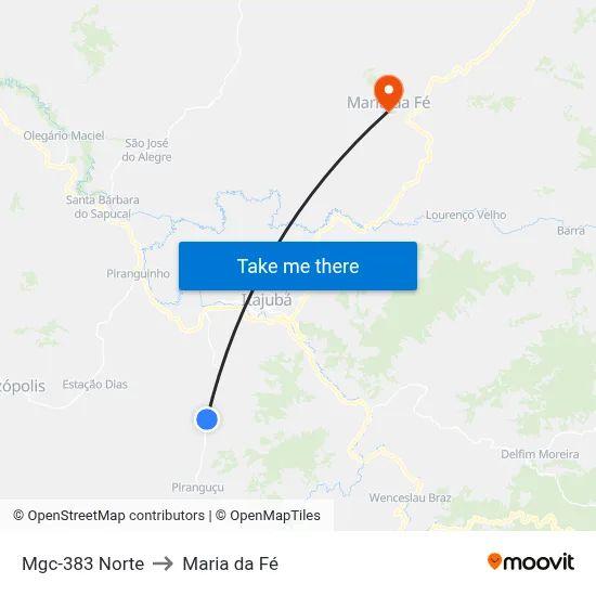 Mgc-383 Norte to Maria da Fé map