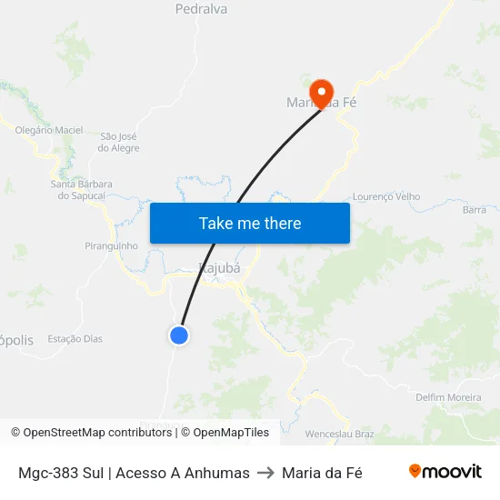 Mgc-383 Sul | Acesso A Anhumas to Maria da Fé map