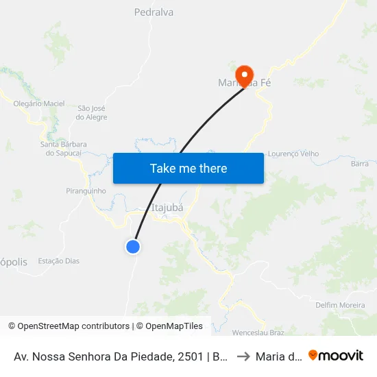 Av. Nossa Senhora Da Piedade, 2501 | Bairro Capituba to Maria da Fé map