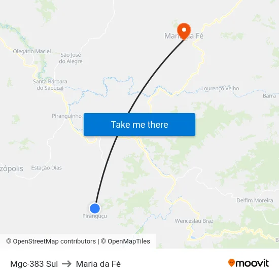 Mgc-383 Sul to Maria da Fé map