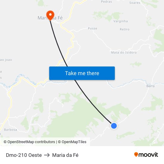 Dmo-210 Oeste to Maria da Fé map