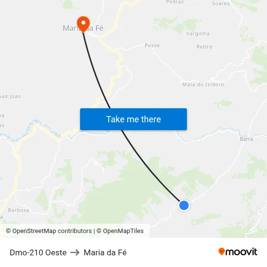 Dmo-210 Oeste to Maria da Fé map