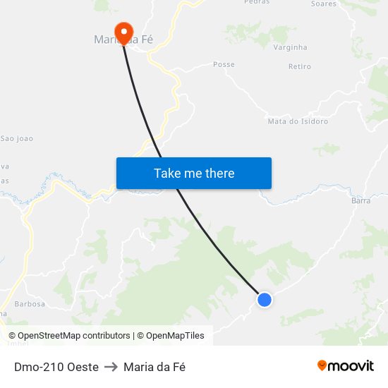 Dmo-210 Oeste to Maria da Fé map