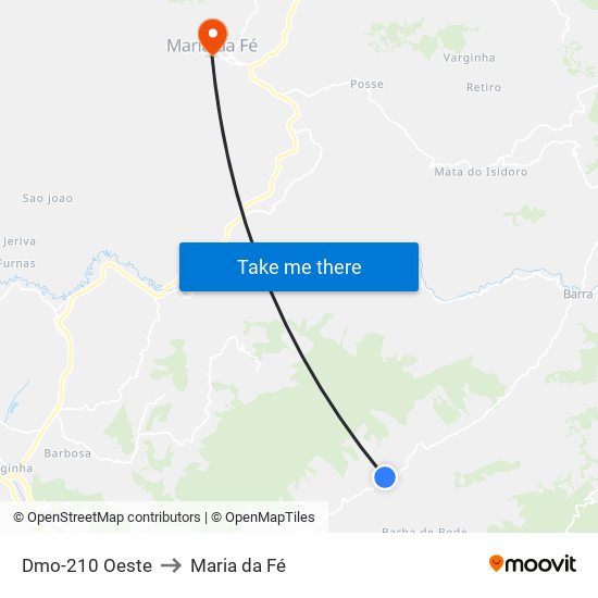 Dmo-210 Oeste to Maria da Fé map