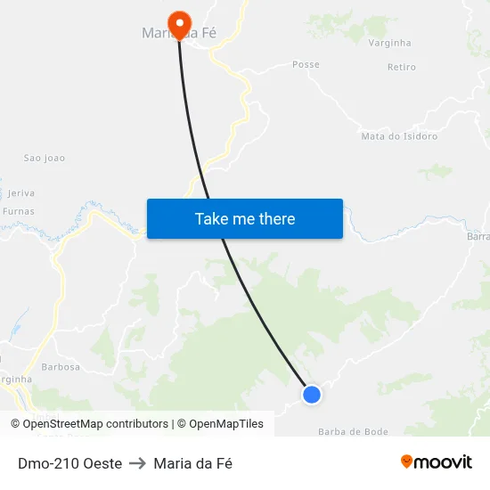 Dmo-210 Oeste to Maria da Fé map