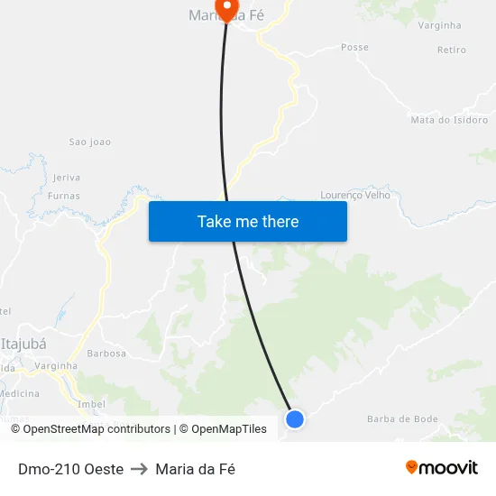 Dmo-210 Oeste to Maria da Fé map