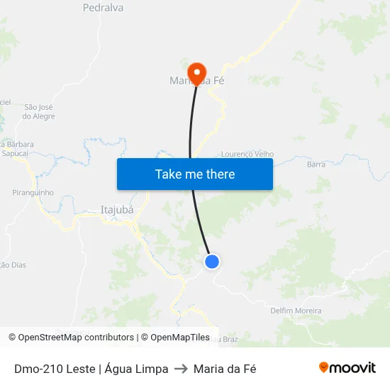 Dmo-210 Leste | Água Limpa to Maria da Fé map